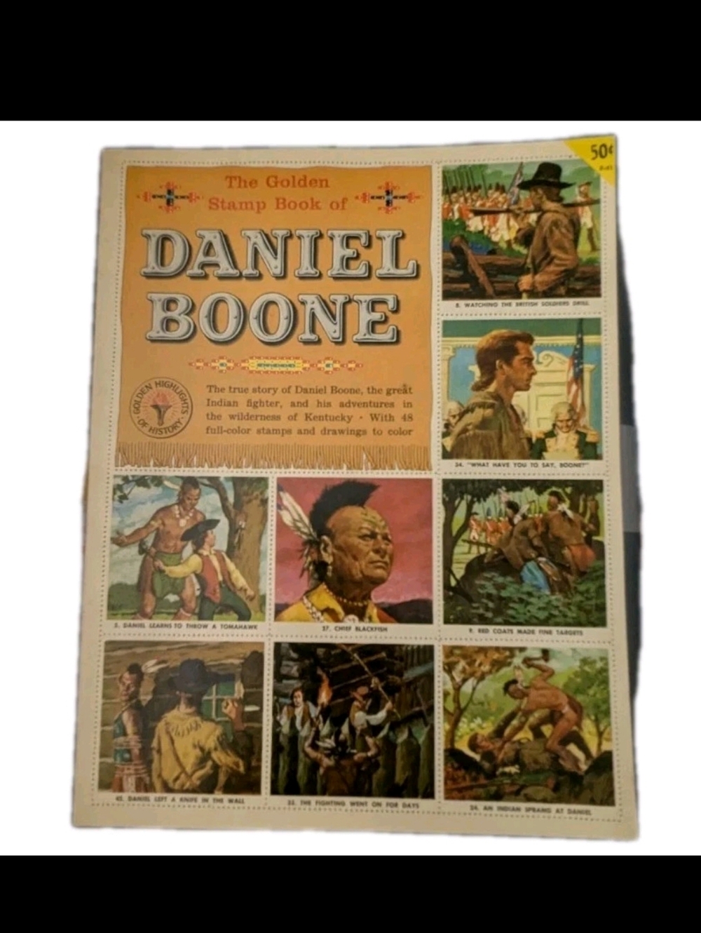 1955 The Golden Stamp Book of Daniel Boone Unused Ephemeral Collectible Books